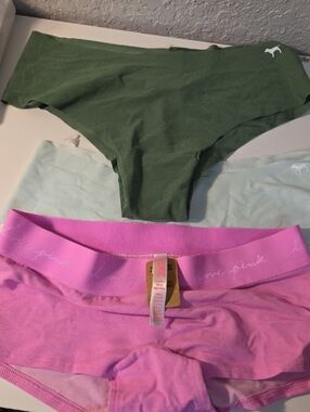 Victoria's Secret Girls' Panty Set - Green, Light Blue, Pink Set Of 3